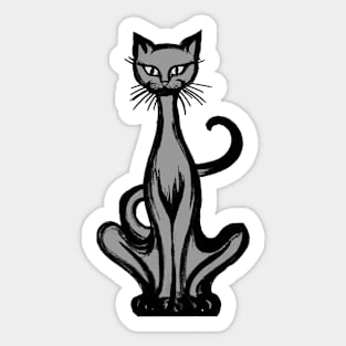 Retro 1970's Groovy Funky Grey Jazz Cat Cartoon Sticker